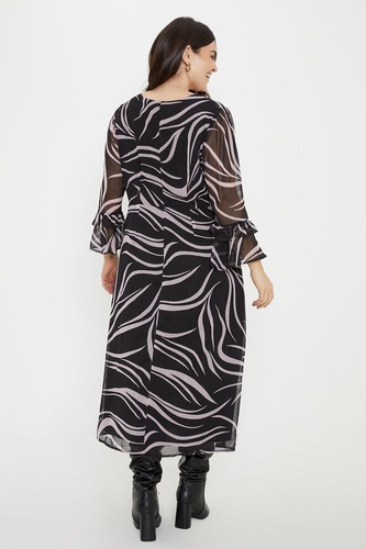 Curve Flute Sleeve Midi Dress