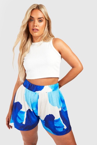 Plus Abstract Floral Print Flippy Shorts