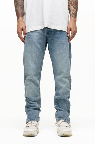 Cotton Split Hem Straight Leg Denim Jeans