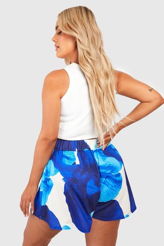 Plus Abstract Floral Print Flippy Shorts