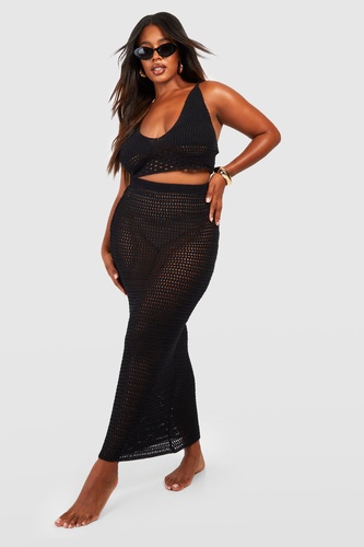 Plus Strappy Crochet Maxi Skirt Co ord