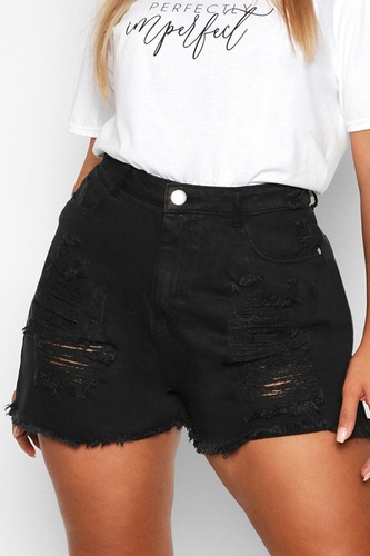 Plus Distressed Denim Shorts