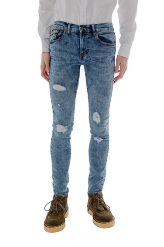 Acid Rain Washed Skinny Distressed Jeans