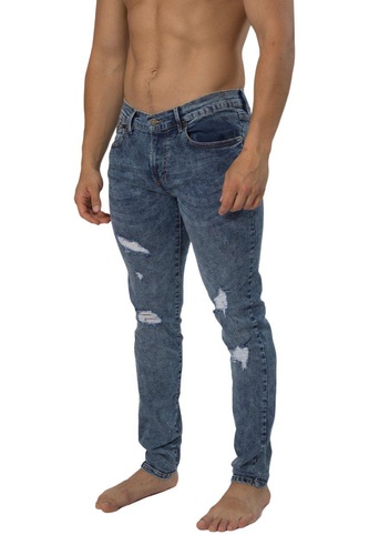 Acid Rain Washed Skinny Distressed Jeans