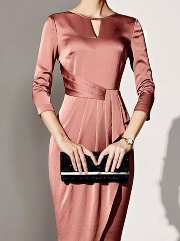 Fashion Solid Color Satin Dress