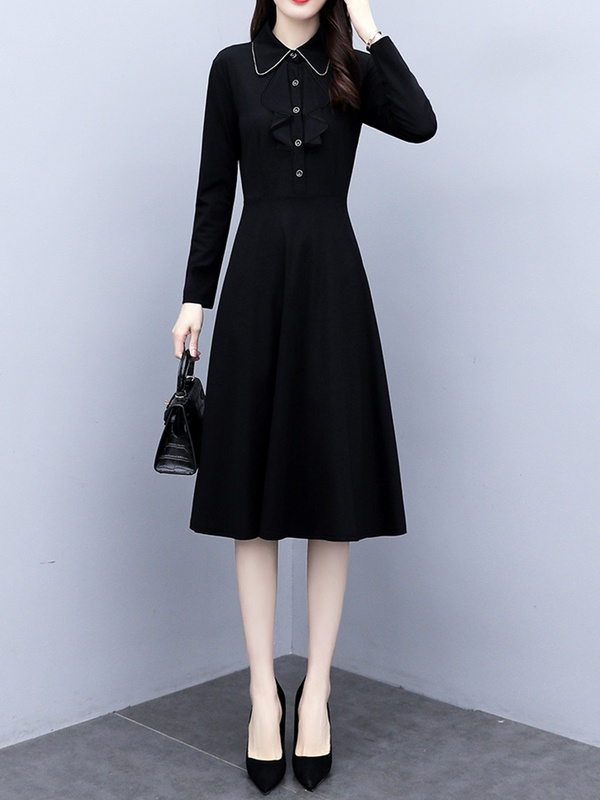 Womens Slim Womens Slim Long sleeve Bow Dress