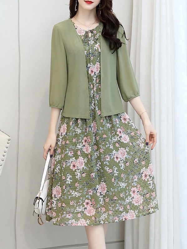 Chiffon Floral Two piece Dress