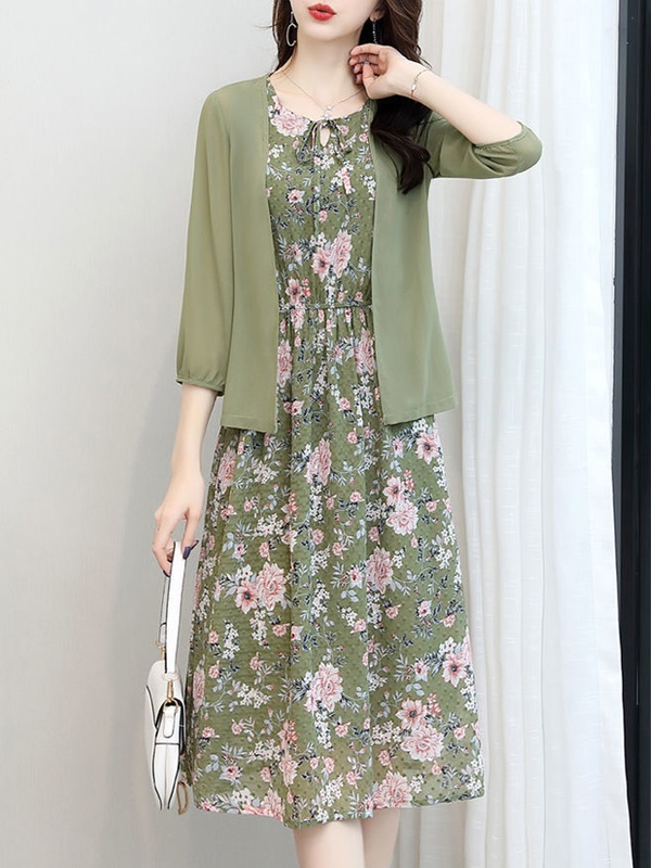 Chiffon Floral Two piece Dress