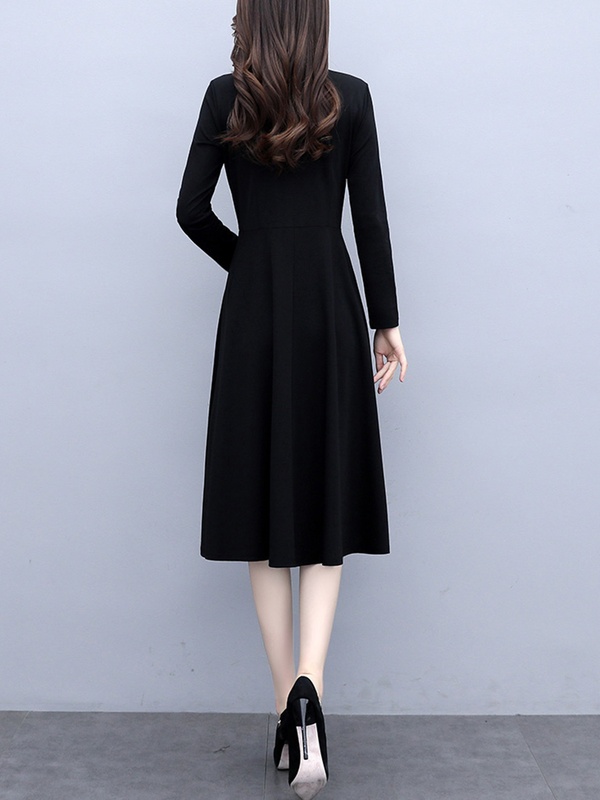 Womens Slim Womens Slim Long sleeve Bow Dress