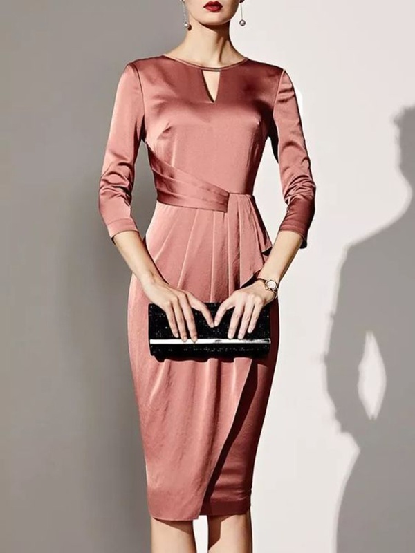 Fashion Solid Color Satin Dress