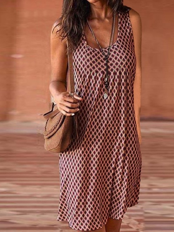 Casual Loose Print Sleeveless Dress