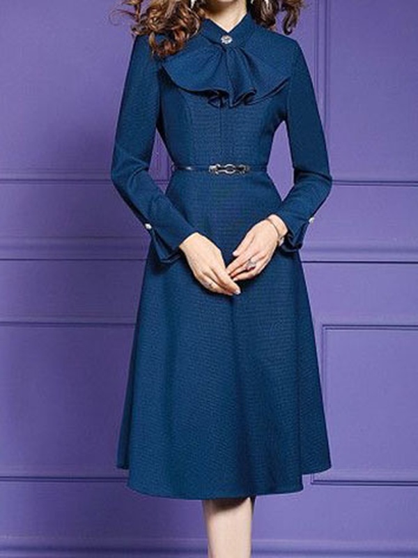 Womens Slim Womens Slim Long sleeve Bow Dress