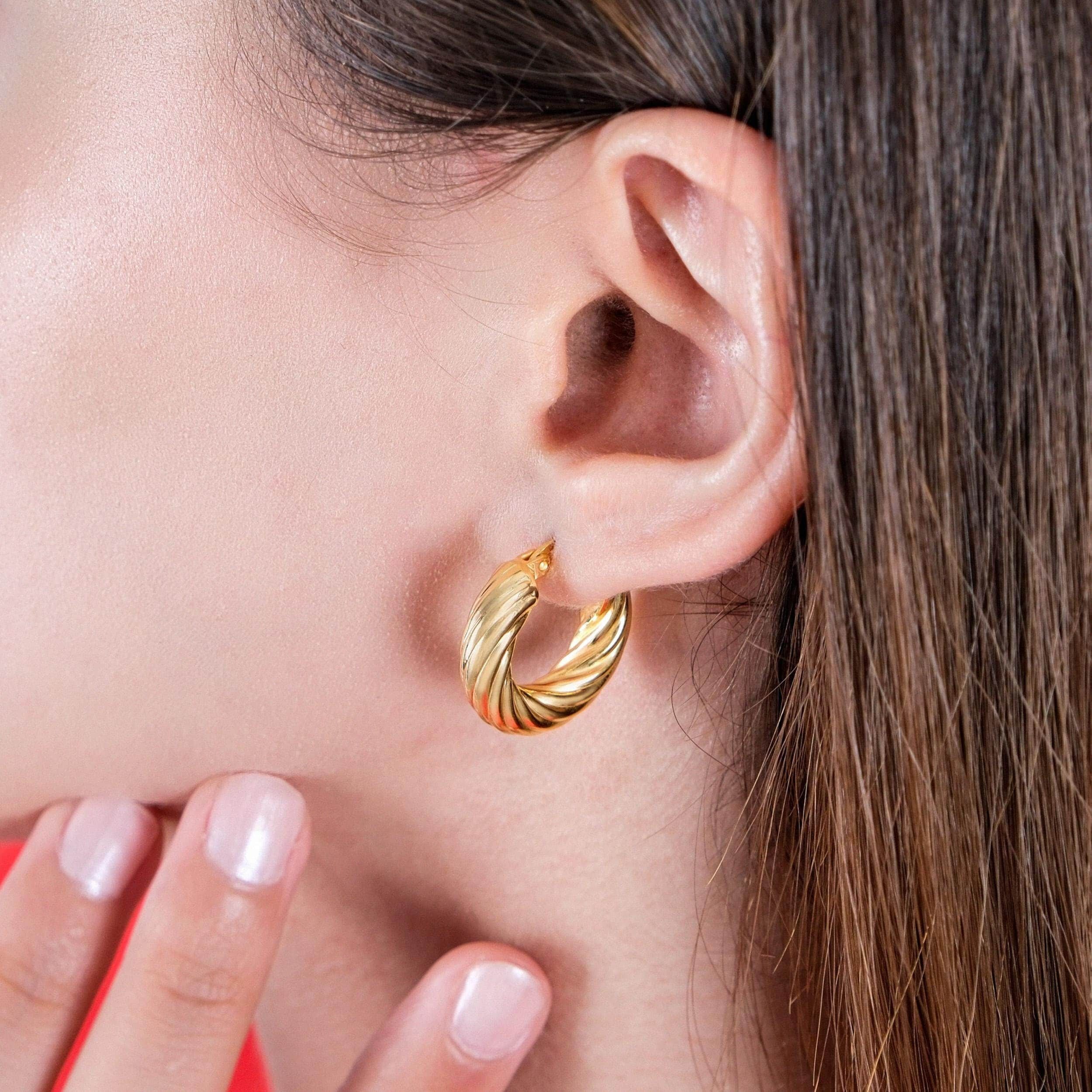 Chunky Hoop Earrings 18K Gold Vermeil