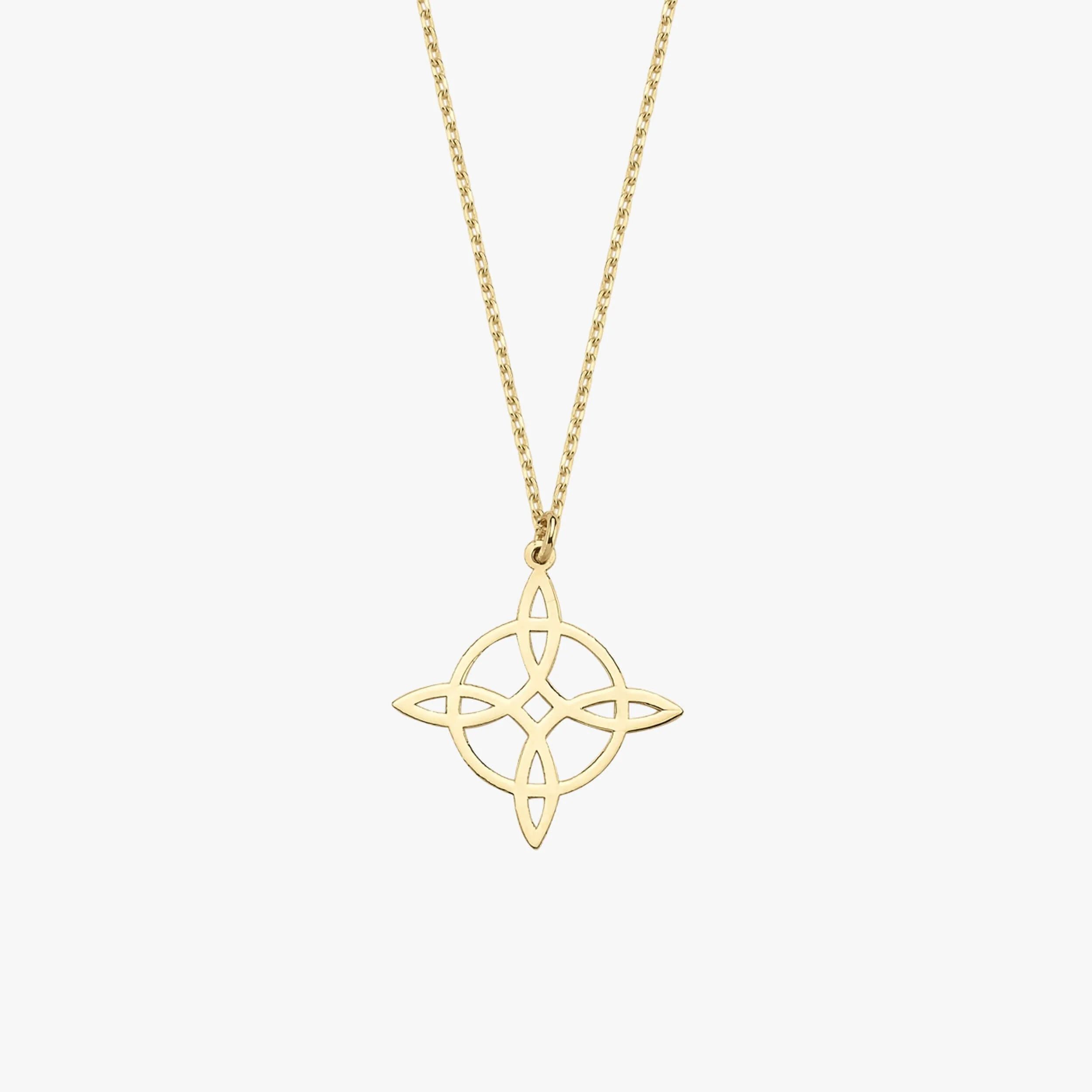 Witches Knot Necklace 14K Solid Gold 16 Inches