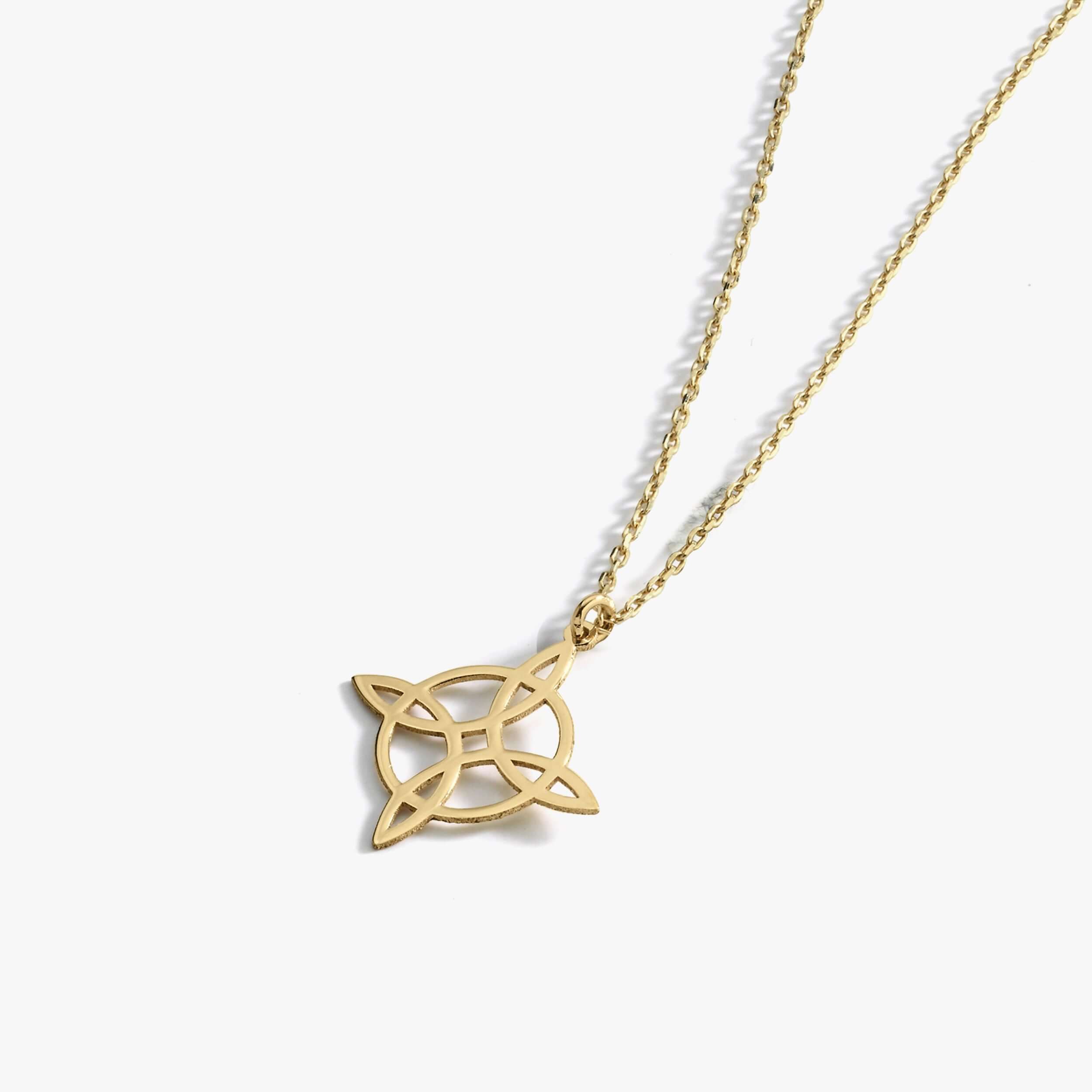 Witches Knot Necklace 14K Solid Gold 16 Inches