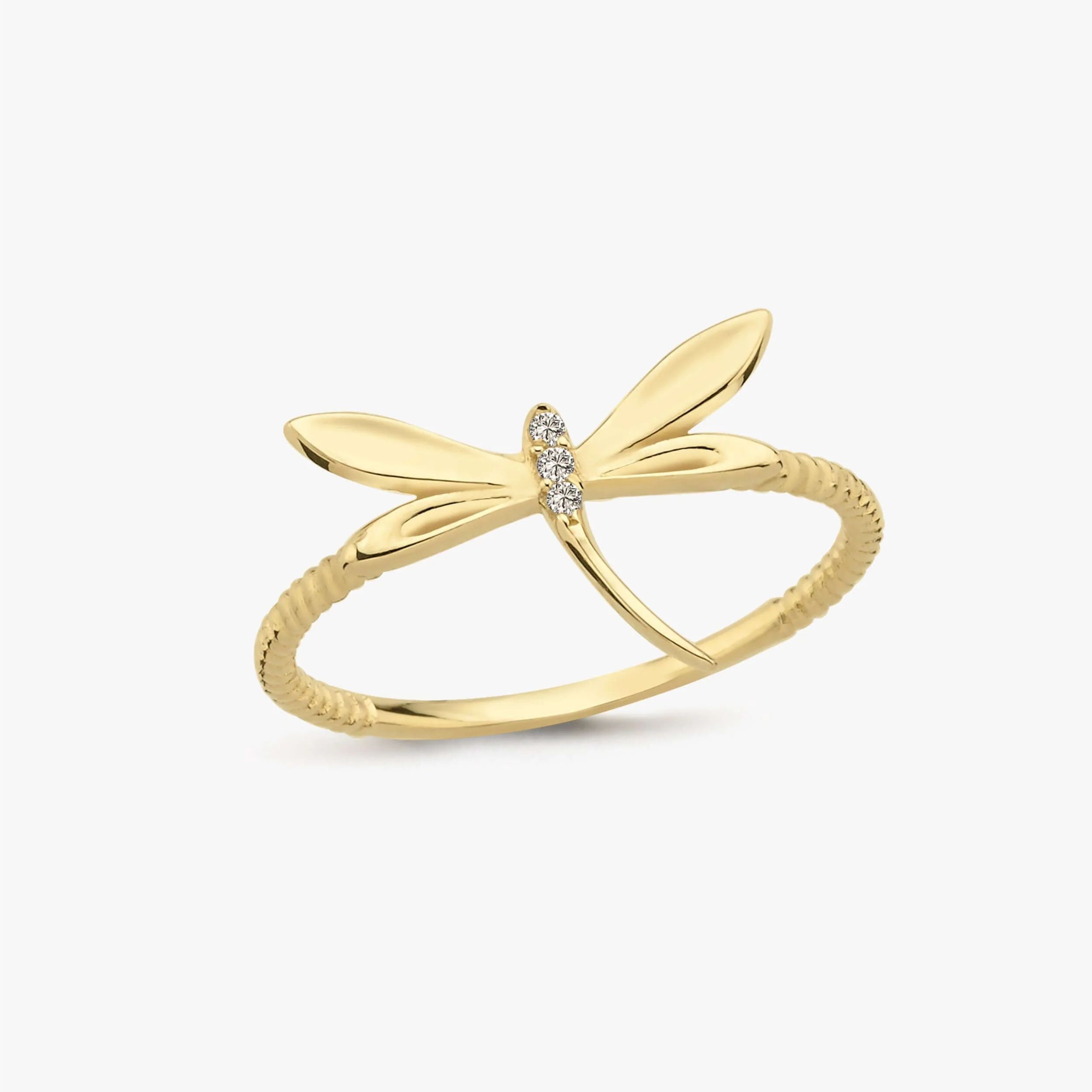 Dragonfly Ring 14K Solid Gold