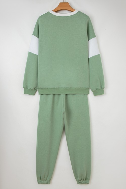 Clearly Aqua Drop Shoulder Loose Sweatshirt and Joggers Active Set
