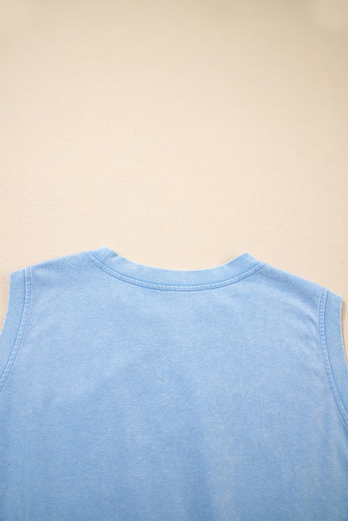 Myosotis 2 Pieces Mineral Wash Cotton Tank Top Lined Split
