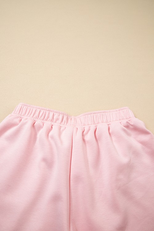 Light Pink Puff Sleeve Pearl Embellished Scallop Trim Top 2