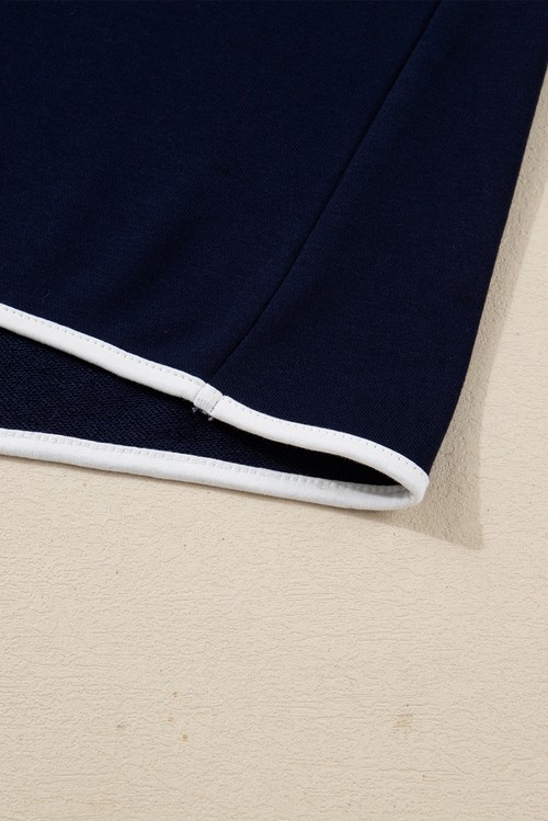 Bluing Colorful Striped Accent Varsity Long Sleeve Pullover and Shorts