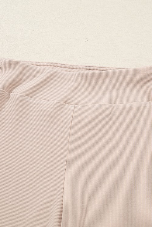 Jet Stream Solid Color Oversize Slit Sweatshirt Ribbed Leggings 2pcs