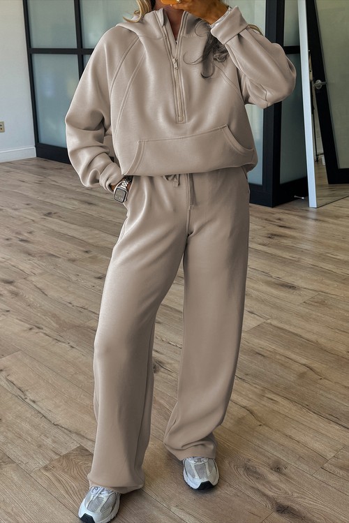 Jet Stream Half Zip Thumbhole Sleeve Hoodie Active Pants 2pcs