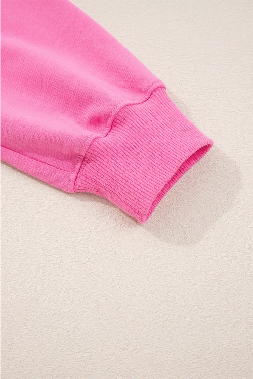 Sachet Pink Solid Color Collared Pullover and Central Seam Pants