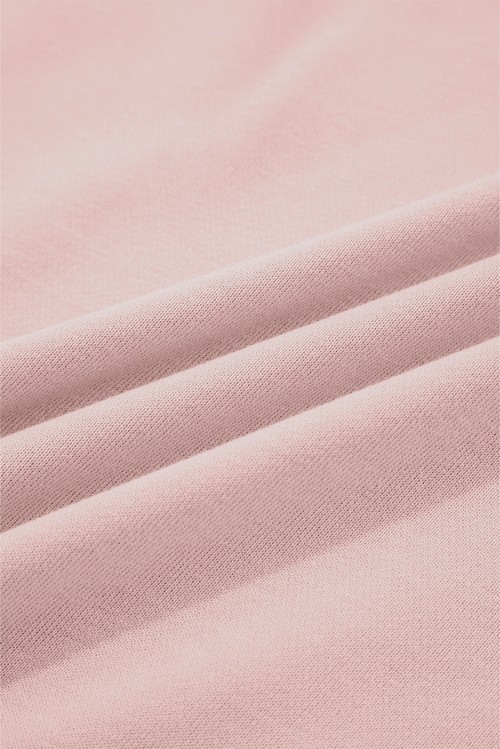 Light Pink Drop Shoulder Puff Sleeve Crop Pullover Drawstring Wide