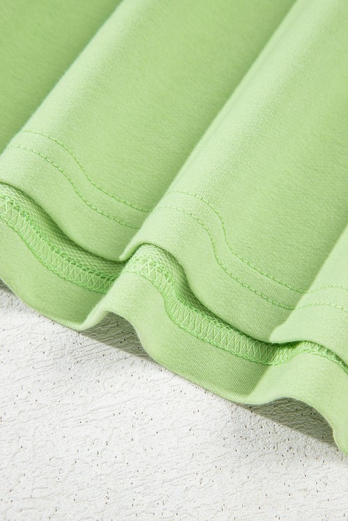 Meadow Mist Green Solid Loose V Neck Half Sleeve Tee