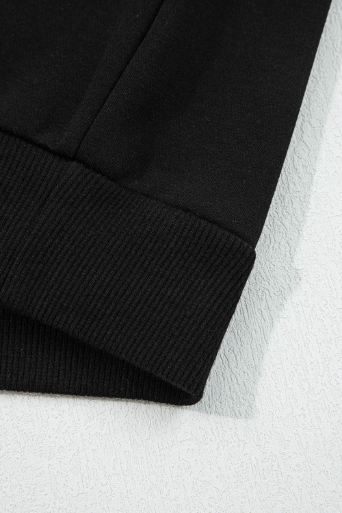 Black Varsity Stripe Detail Drop Shoulder Pullover Mini Skirt Set