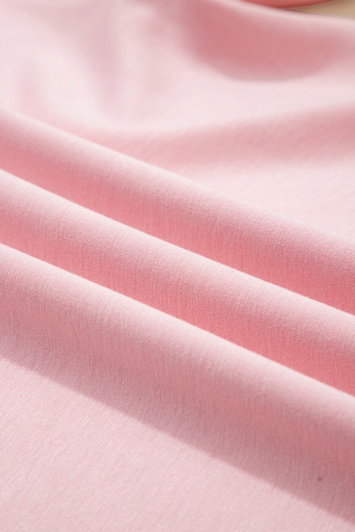 Light Pink Puff Sleeve Pearl Embellished Scallop Trim Top 2