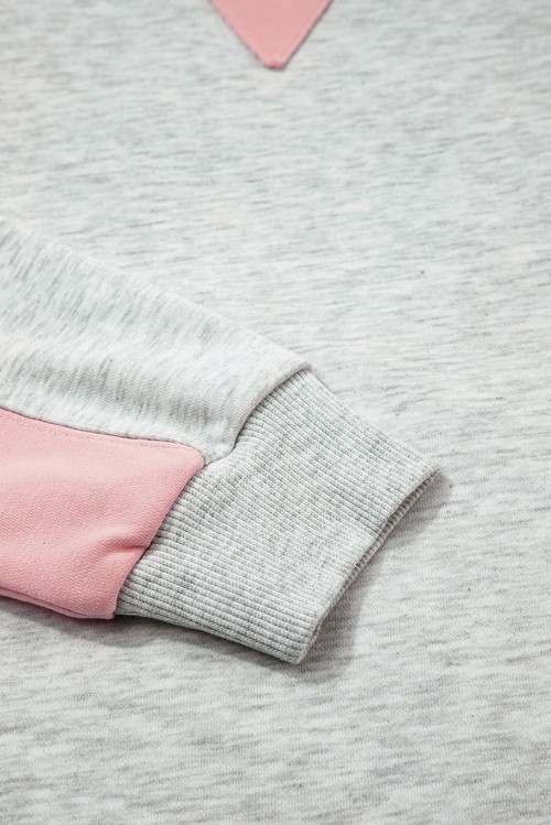 Light Grey Color Block Raw Hem Pullover and Casual Shorts