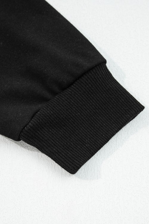 Black Varsity Stripe Detail Drop Shoulder Pullover Mini Skirt Set