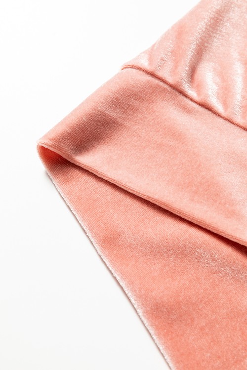 Peach Blossom Velvet Zip up Hoodie and Wide Leg Pants