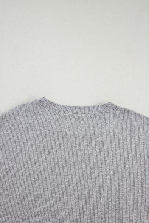 Light Grey Solid Color Loose Tunic Top and Slim Shorts