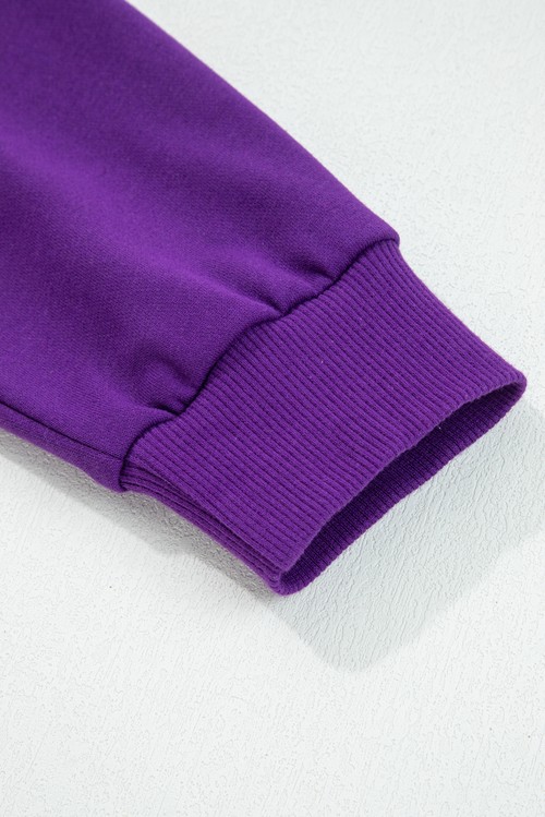 Tillandsia Purple Varsity Stripe Detail Drop Shoulder Pullover Mini Skirt