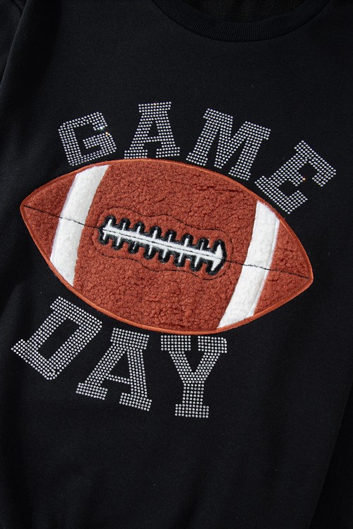 Black GAME DAY Rugby Football Graphic Pullover and Shorts Casual