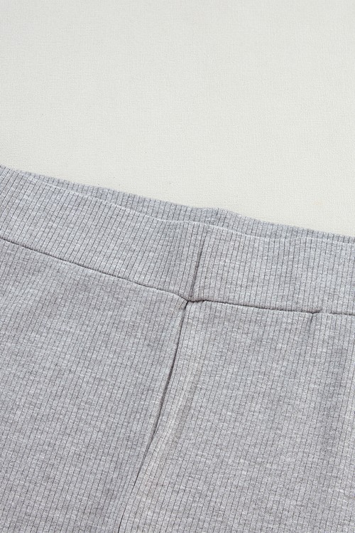 Light Grey Solid Color Loose Tunic Top and Slim Shorts