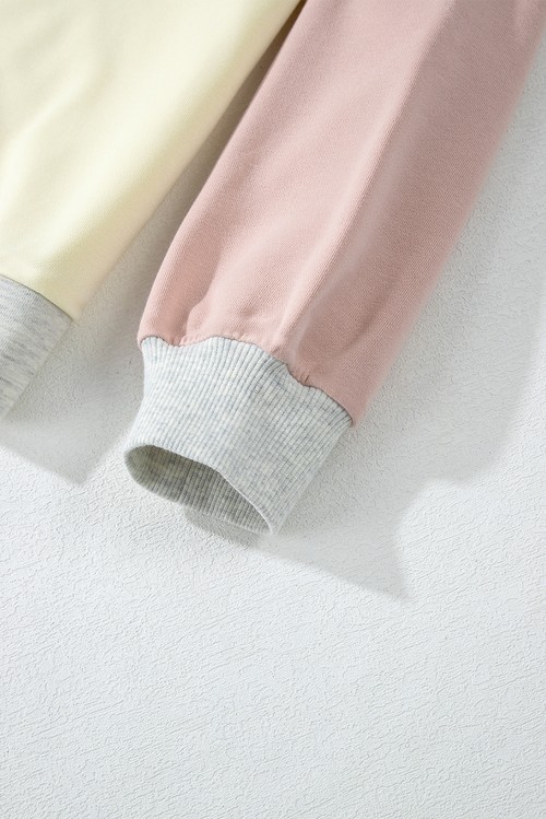 Apricot 2pcs Color Block Pullover Loose Pant Set