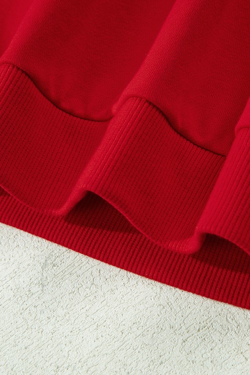 Racing Red Striped Collar Patchwork Satin Bow Sweatshirt and Shorts