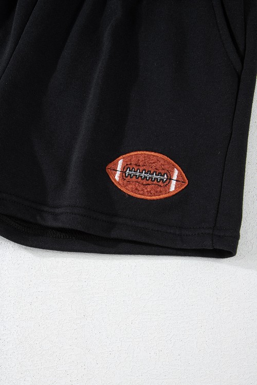 Black GAME DAY Rugby Football Graphic Pullover and Shorts Casual