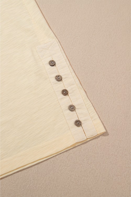 Beige Solid Color Tank Top and Smocked Waist Pants Set