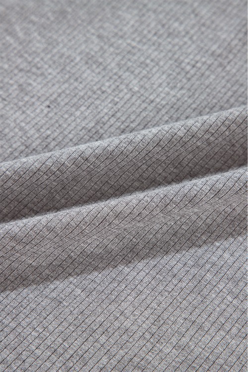 Light Grey Solid Color Loose Tunic Top and Slim Shorts