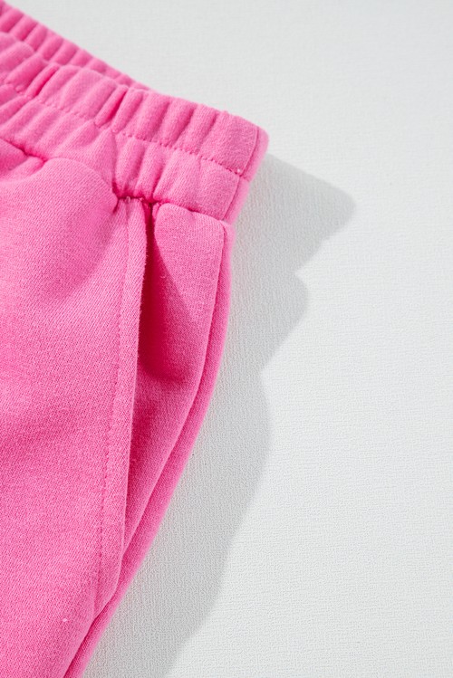 Sachet Pink High Low Patchwork Long Sleeve Top and Shorts