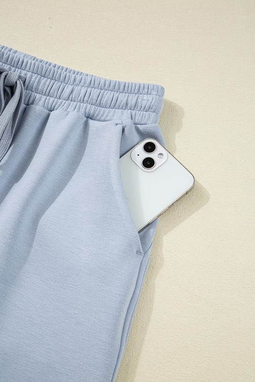 Beau Blue Half Zip Thumbhole Sleeve Hoodie Active Pants 2pcs