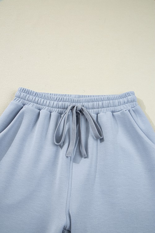 Beau Blue Half Zip Thumbhole Sleeve Hoodie Active Pants 2pcs