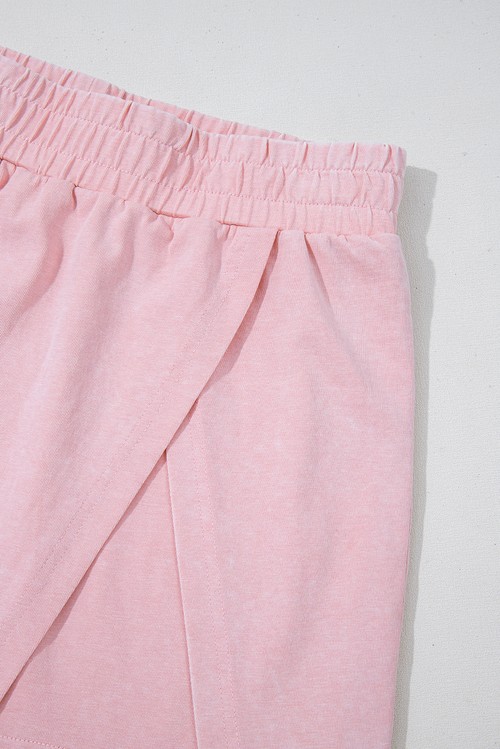 Light Pink 2 Pieces Mineral Wash Cotton Tank Top Lined