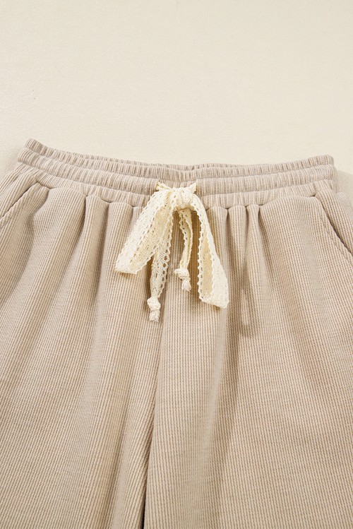 Jet Stream Lace Drawstring Pullover Hoodie and High Waist Pants