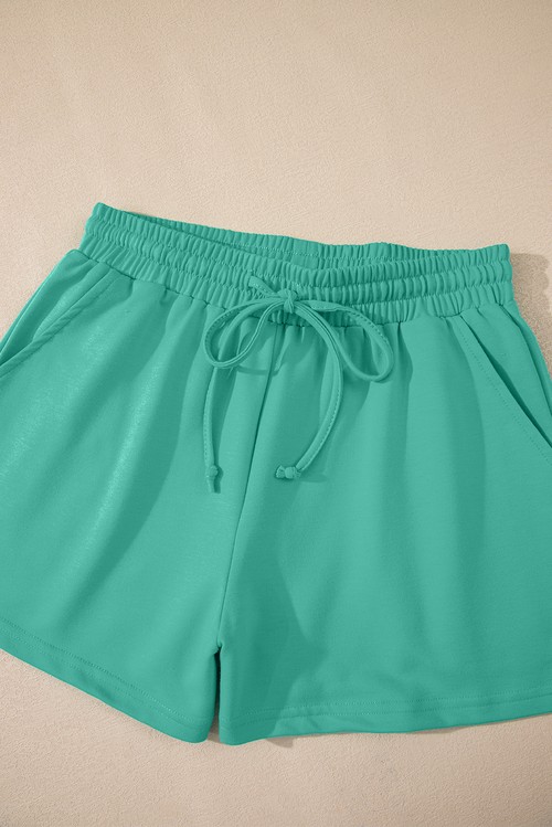 Sea Green Solid Loose V Neck Half Sleeve Tee and