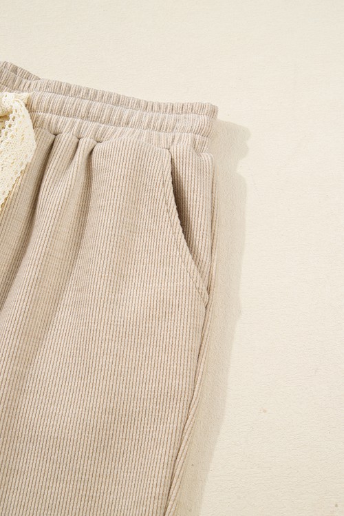 Jet Stream Lace Drawstring Pullover Hoodie and High Waist Pants